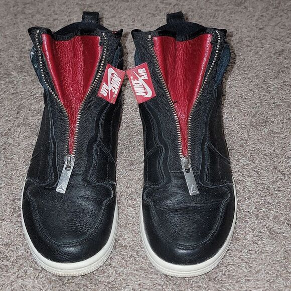 Nike Air Jordan 1 Women's Retro High Zip Premium Black & Red Sneaker Shoes Sz 9 - Picture 10 of 16